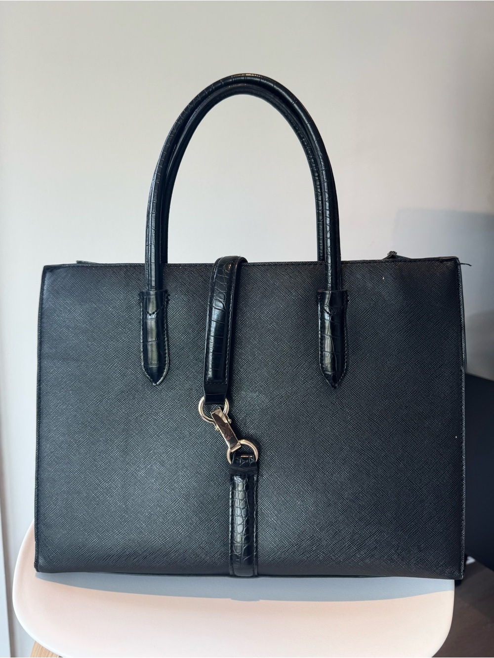 H&M Structured Black Top-Handle Bag